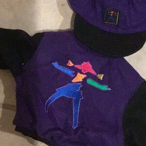 American Girl Doll Vintage Jacket, cap, jeans and sneakers.